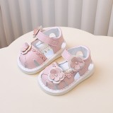 Sandalute roz cu piuitoare si floricele aplicate (Marime Disponibila: Marimea
