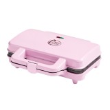 Aparat de preparat gofre si vafe Bestron Sweet Dreams, dublu, 1000 W, roz pastel, placi antiaderente, capacitate 4 vafe, Include 20 de bete din lemn +