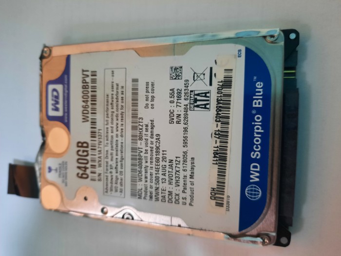 Hard laptop WD 640 GB SATA WD6400BPVT