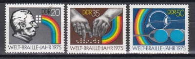 Germania RDG 1975 - 150 de ani de la scrierea &amp;icirc;n braille, MNH foto
