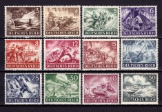 ✅ ( S47 ) Germania Reich 1943 &quot;Ziua Wehrmacht si a Comemorarii Eroilor &quot; serie completa Michel 831/842 cota 20 Euro, MNH