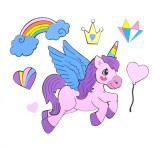 Decoratiuni de perete din spuma moale, unicorn, 6 piese