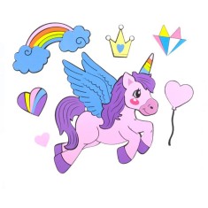Decoratiuni de perete din spuma moale, unicorn, 6 piese foto