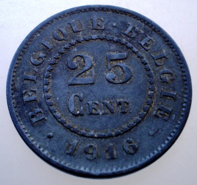 2.153 BELGIA WWI OCUPATIE GERMANA 25 CENTIMES 1916 BELGIQUE-BELGIE foto