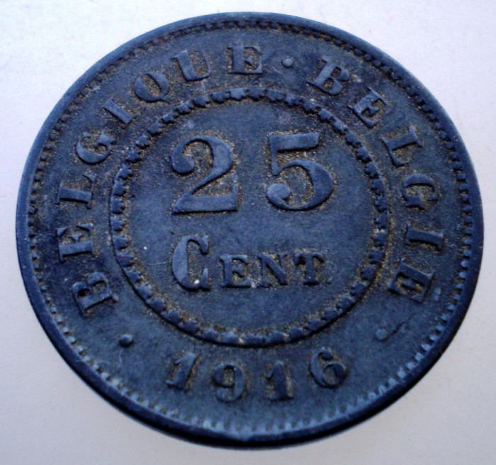 2.153 BELGIA WWI OCUPATIE GERMANA 25 CENTIMES 1916 BELGIQUE-BELGIE