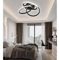 Lustra LED 84W, spirale, culoare corp negru, telecomanda, aplicatie telefon, lumina/rece/calda/neutra, intensitate reglabila, diametru 48CM