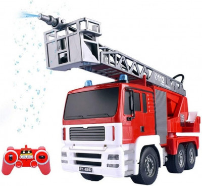 Camion de pompieri cu control mote, 13CH 2.4G Super-Large Water Spray Rc Fire Tr foto