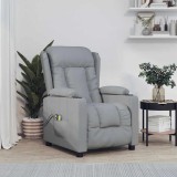 VidaXL Fotoliu de masaj electric rabatabil, gri deschis, textil