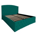 Pat Matrimonial Natalia tapitat cu somiera rabatabila diverse dimensiuni, culoare verde inchis - 160x200