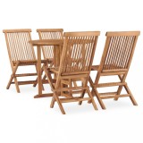 VidaXL Set mobilier de exterior pliabil, 5 piese, lemn masiv de tec