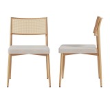 Set 2 scaune dining J&ouml;rdfjok bej, tapitate, cu spatar efect ratan