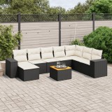 Cumpara ieftin Gossi set mobilier de gradina cu perne, 9 piese, negru, poliratan
