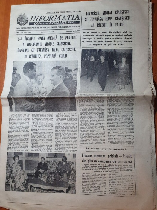 informatia bucurestiului 4 aprilie 1987-vizita lui ceausescu in congo