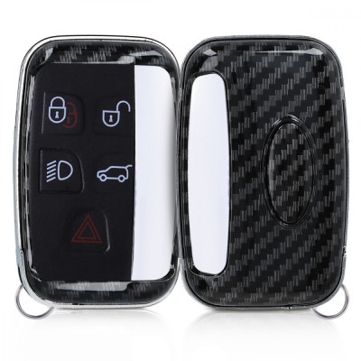 Husa Cheie Auto pentru Land Rover / Jaguar - 5 Butoane, kwmobile, Plastic, Negru / Gri, 49671.01 foto
