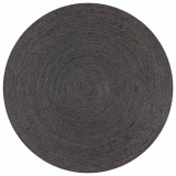 Gossi covor manual, gri inchis, 120 cm, iuta, rotund