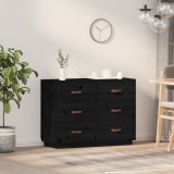 vidaXL Servantă, negru, 100x40x75 cm, lemn masiv de pin