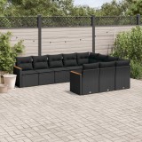 vidaXL Set canapele de grădină cu perne, 10 piese, negru, poliratan 3258737