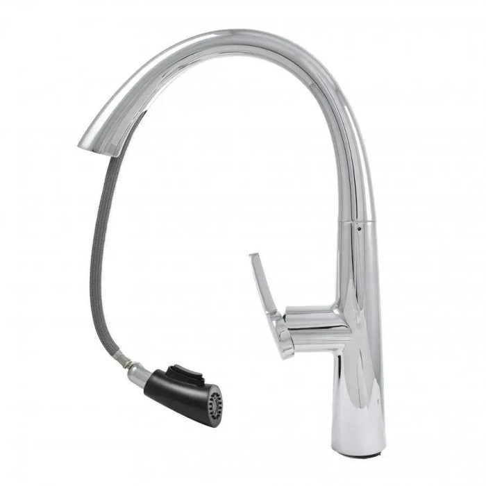 Baterie Bucatarie cu Dus Extractibil, Alama Sanitara, Crom, W059 ModernLight Concept