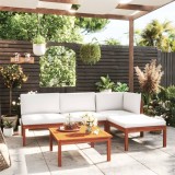 Gossi set mobilier gradina 5 piese cu perne crem lemn masiv de acacia