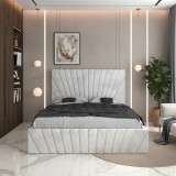 Pat Tapitat Leon Alb Catifea Premium Livrare &icirc;n toată țara