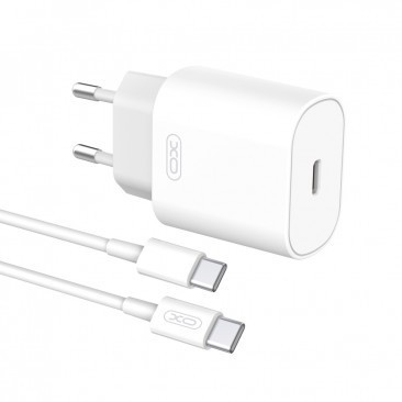 INCARCATOR RETEA XO-L91 PD 25W 1X USB TYPE-C,+ CABLU DE INCARCARE USB TYPE-C, ALB, BLISTER foto