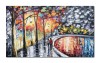 Tablou indragostiti pictat manual, Impreuna pe aleea vietii, 100x60cm ulei pe panza in cutit, gata de expus pe perete