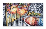 Cumpara ieftin Tablou indragostiti pictat manual, Impreuna pe aleea vietii, 100x60cm ulei pe panza in cutit, gata de expus pe perete