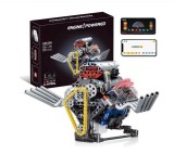 Set de constructie STEM motor V8, 665 piese, control aplicatie