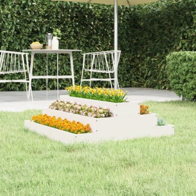 Gossi jardiniera, alb, 80x80x27 cm, lemn masiv de pin foto
