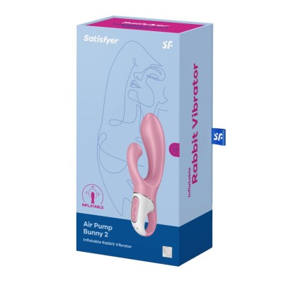 Air Pump Bunny 2 light red - Vibrator Iepuraș Gonflabil, 20x4.2 cm foto