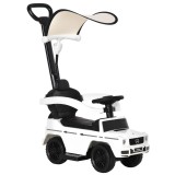 HOMCOM Mercedes Licențiat Mașină de &icirc;mpins pentru copii 12-36 luni, acoperiș și m&acirc;ner de &icirc;mpins, 85.5x40.5x95 cm, alb | Aosom Romania