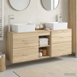 Cumpara ieftin Set dulap baie 3 buc. Stejar Sonoma 136 x 35 x 80 cm
