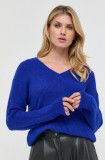 Morgan pulover din amestec de lana femei, culoarea albastru marin, light