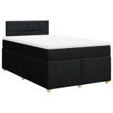 Cumpara ieftin Pat box spring cu saltea, negru, 120x200 cm, textil