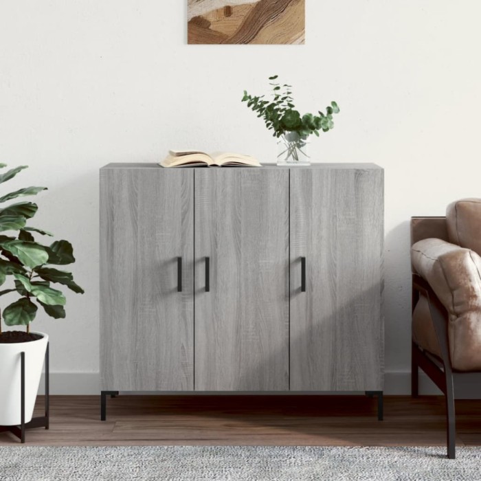 vidaXL Servantă, gri sonoma, 90x34x80 cm, lemn compozit