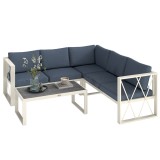 Outsunny Set Mobilier de Grădină din 4 Piese cu 2 Canapele, Fotoliu Reglabil și Măsuță de Cafea, 121x61x62 cm, Gri | Aosom Romania