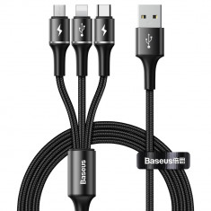 Cablu de date/incarcare Baseus, Halo 3in1 MicroUSB/Lightning/USB-C, 1.2M 3.5 A, Negru foto