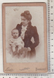 Bnk foto Femeie cu copil - Foto Louis Bucuresti 1898, Romania pana la 1900, Sepia, Portrete