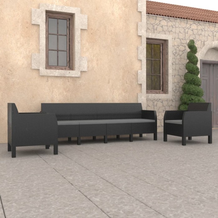 vidaXL Set mobilier de grădină cu perne, 3 piese, antracit, PP