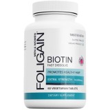 Supliment alimentar Foligain cu biotină 10.000 mcg, comprimate cu dizolvare rapidă, aromă de cireșe, 60 comprimate