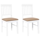 Cumpara ieftin Scaune de sufragerie cu perne 2 buc cauciuc din lemn masiv alb