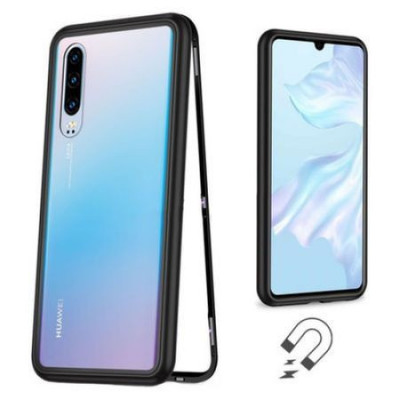 Husa metalica pentru Huawei P30 Total Protect GloMax spate sticla folie foto