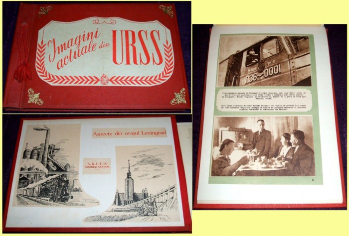 1953 Album ARLUS - imagini din URSS, ilustratii propaganda comunista 48 pagini