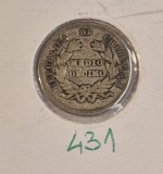 431 Chile, &frac12; Decimo, 1880, argint, KM#137.3, America Centrala si de Sud