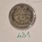 431 Chile, &frac12; Decimo, 1880, argint, KM#137.3
