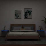 vidaXL Noptiere montate pe perete cu lumini LED, 2 buc., negru 836829