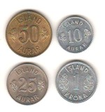 SV * Islanda 10 - 25 - 50 AURAR 1970 - 1971 - 1967 - 1 KRONA 1980 AUNC/UNC