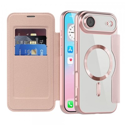 Husa MagSafe pentru Apple iPhone 17 Air, Techsuit, SmartMag Book, Roz foto