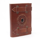 Agenda din piele cu curele - onix negru