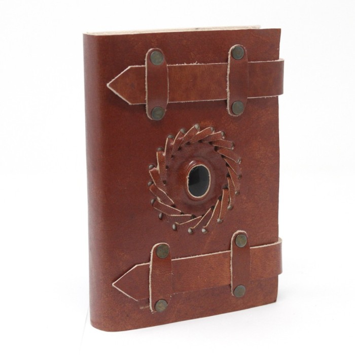 Agenda din piele cu curele - onix negru